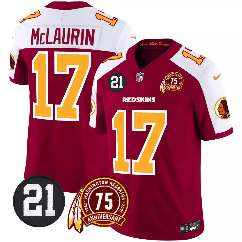 terry mclaurin burgundy alternate mens washington redskins 75th patch vapor limited jersey all stitched