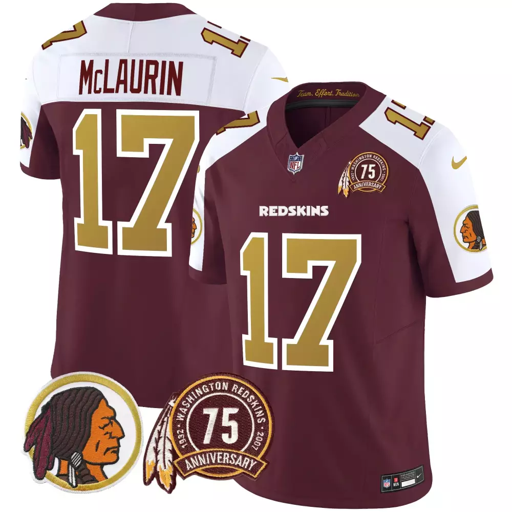 terry mclaurin burgundy alternate mens washington redskins 75th patch vapor limited jersey all stitched