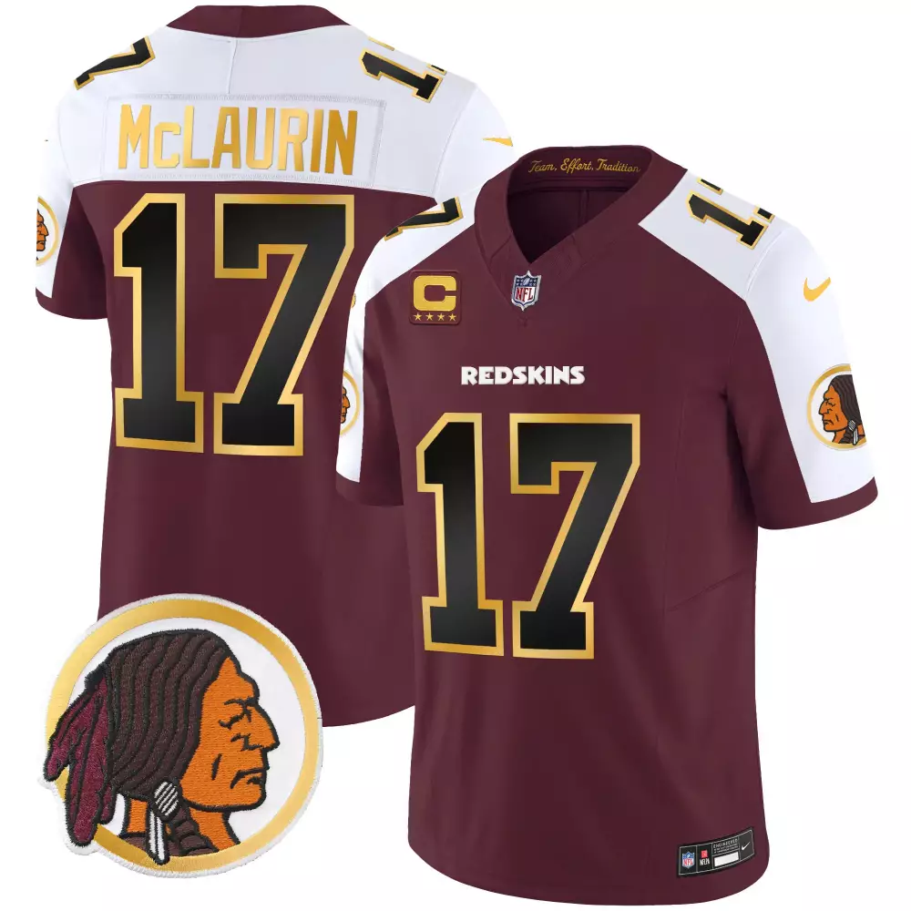 terry mclaurin burgundy alternate mens washington redskins throwback vapor gold trim jersey all stitched