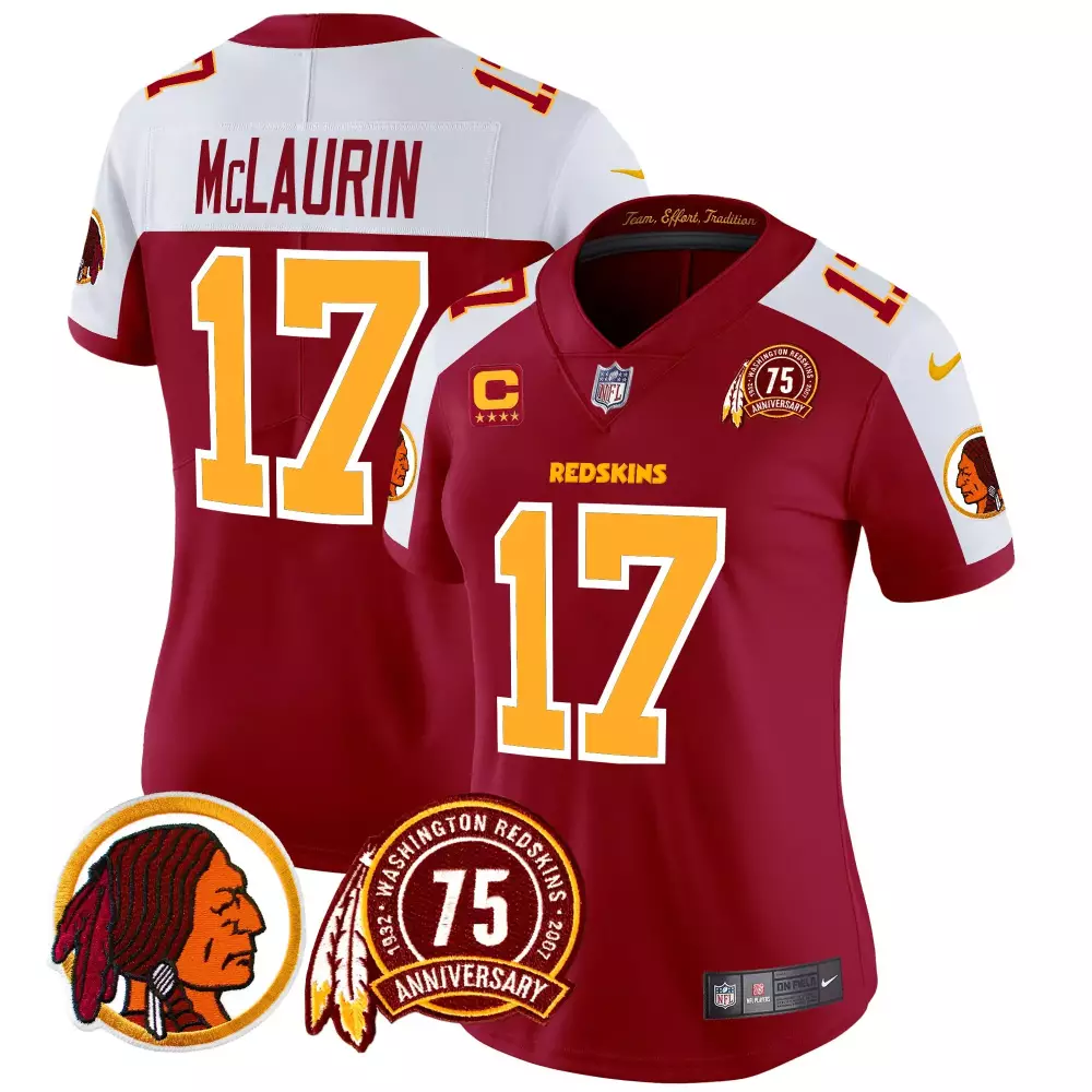 terry mclaurin burgundy alternate womens washington redskins 75th patch throwback vapor premier limited jersey all stitc