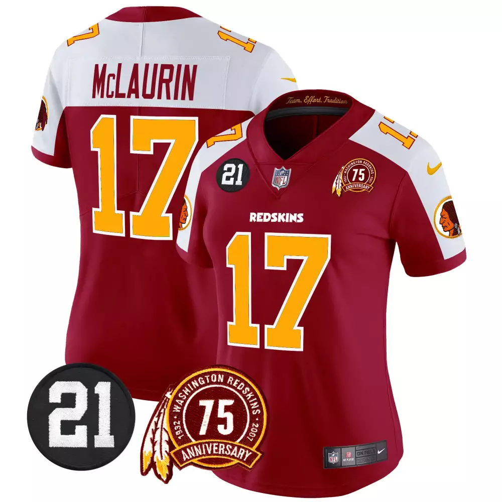 terry mclaurin burgundy alternate womens washington redskins 75th patch throwback vapor premier limited jersey all stitc