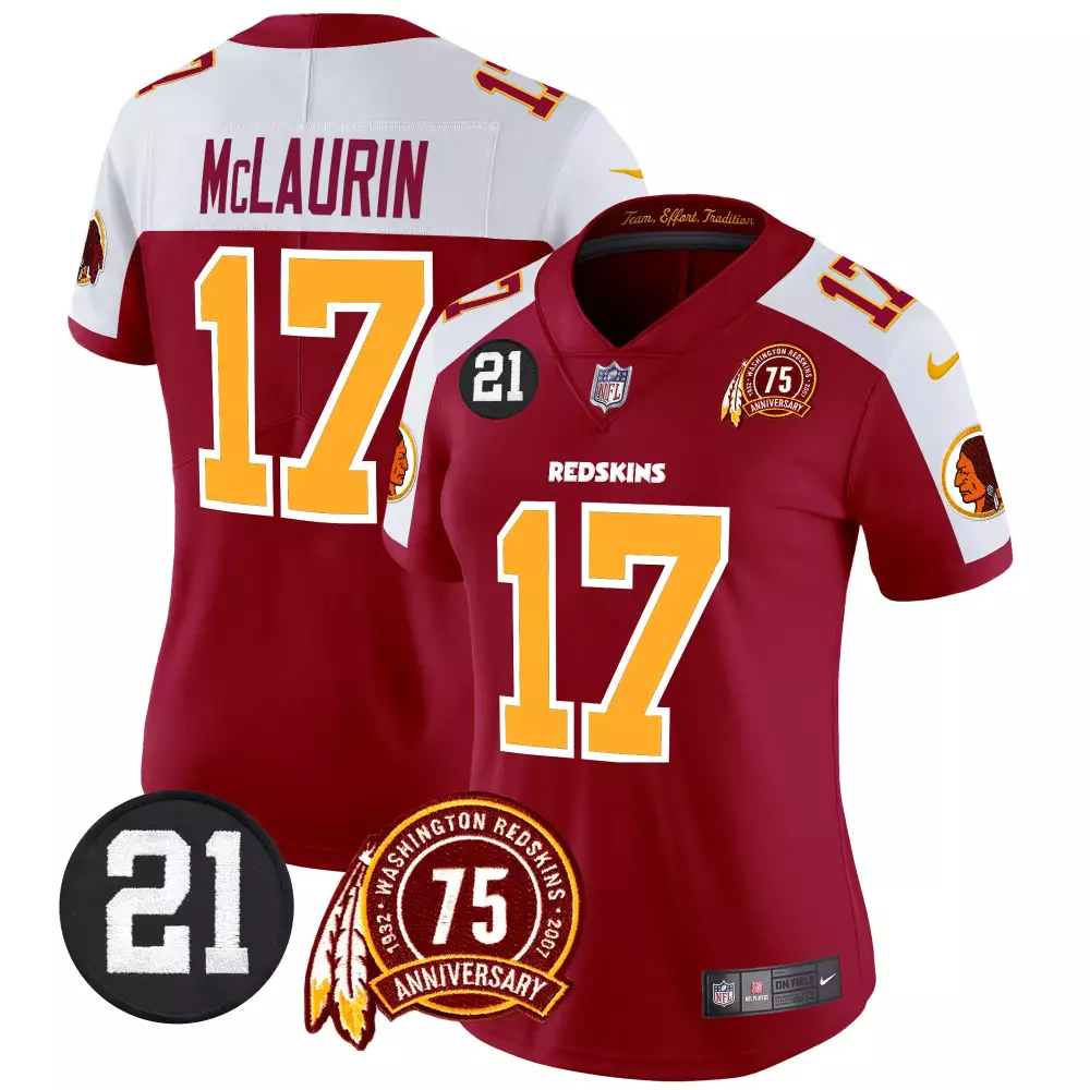 terry mclaurin burgundy alternate womens washington redskins 75th patch throwback vapor premier limited jersey all stitc