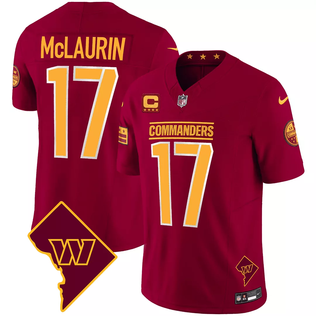 terry mclaurin burgundy mens washington commanders washington dc map patch jersey all stitched