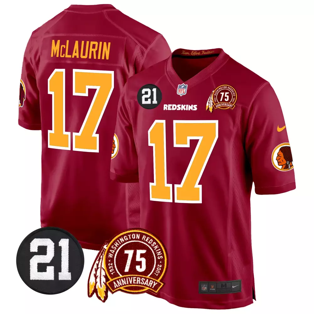 terry mclaurin burgundy mens washington redskins 75th patch throwback vapor premier limited jersey all stitched