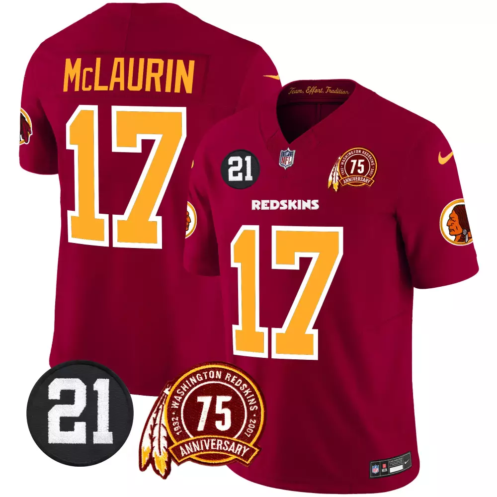 terry mclaurin burgundy mens washington redskins 75th patch throwback vapor premier limited jersey all stitched