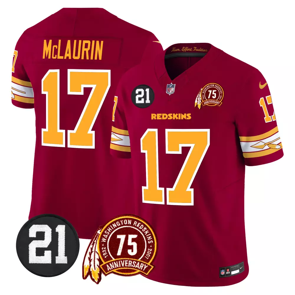 terry mclaurin burgundy mens washington redskins 75th patch throwback vapor premier limited jersey all stitched