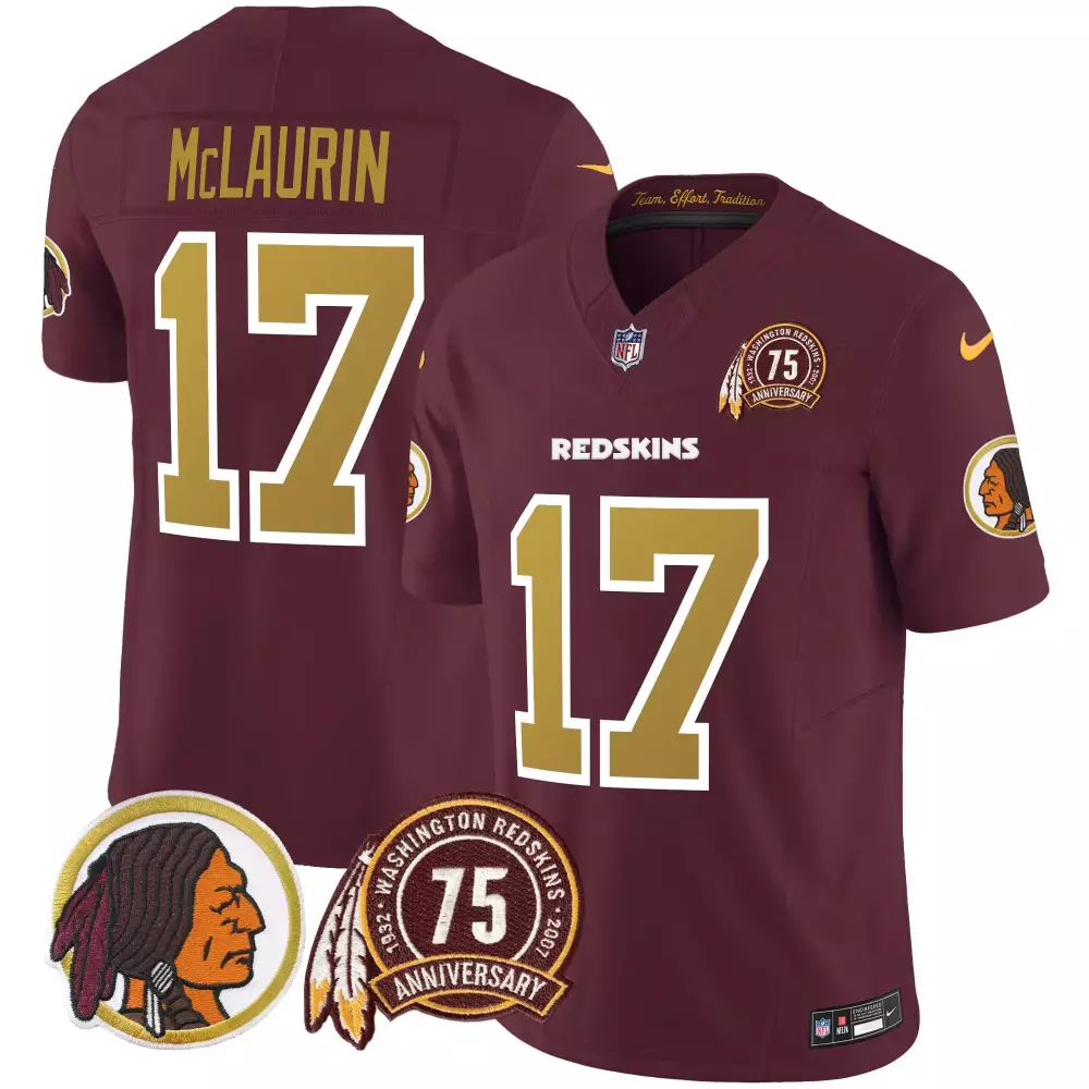 terry mclaurin burgundy mens washington redskins throwback 75th patch vapor limited jersey all stitched
