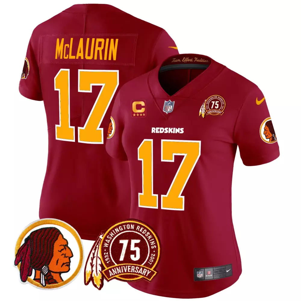 terry mclaurin burgundy womens washington redskins 75th patch throwback vapor limited jersey all stitched