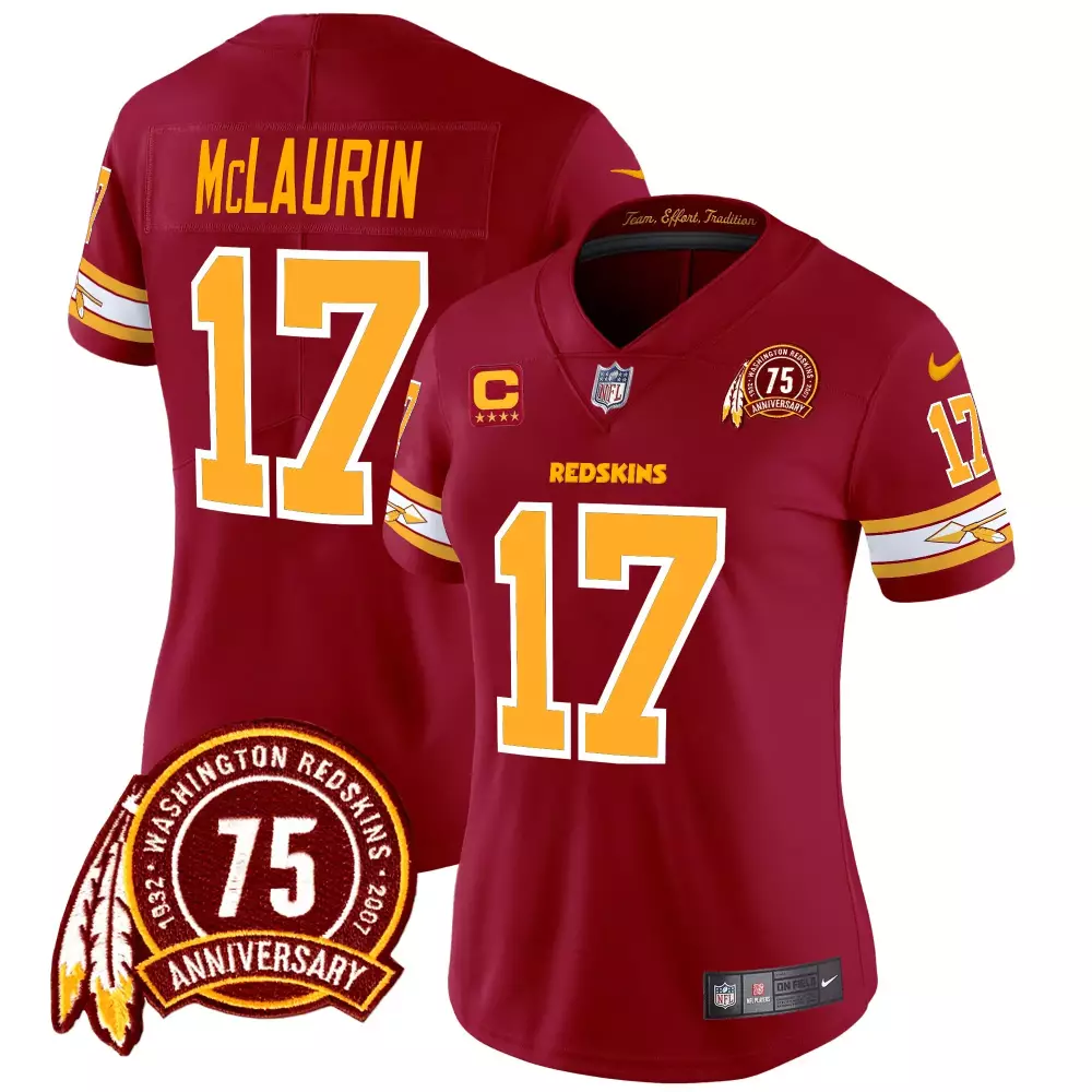 terry mclaurin burgundy womens washington redskins 75th patch throwback vapor limited jersey all stitched