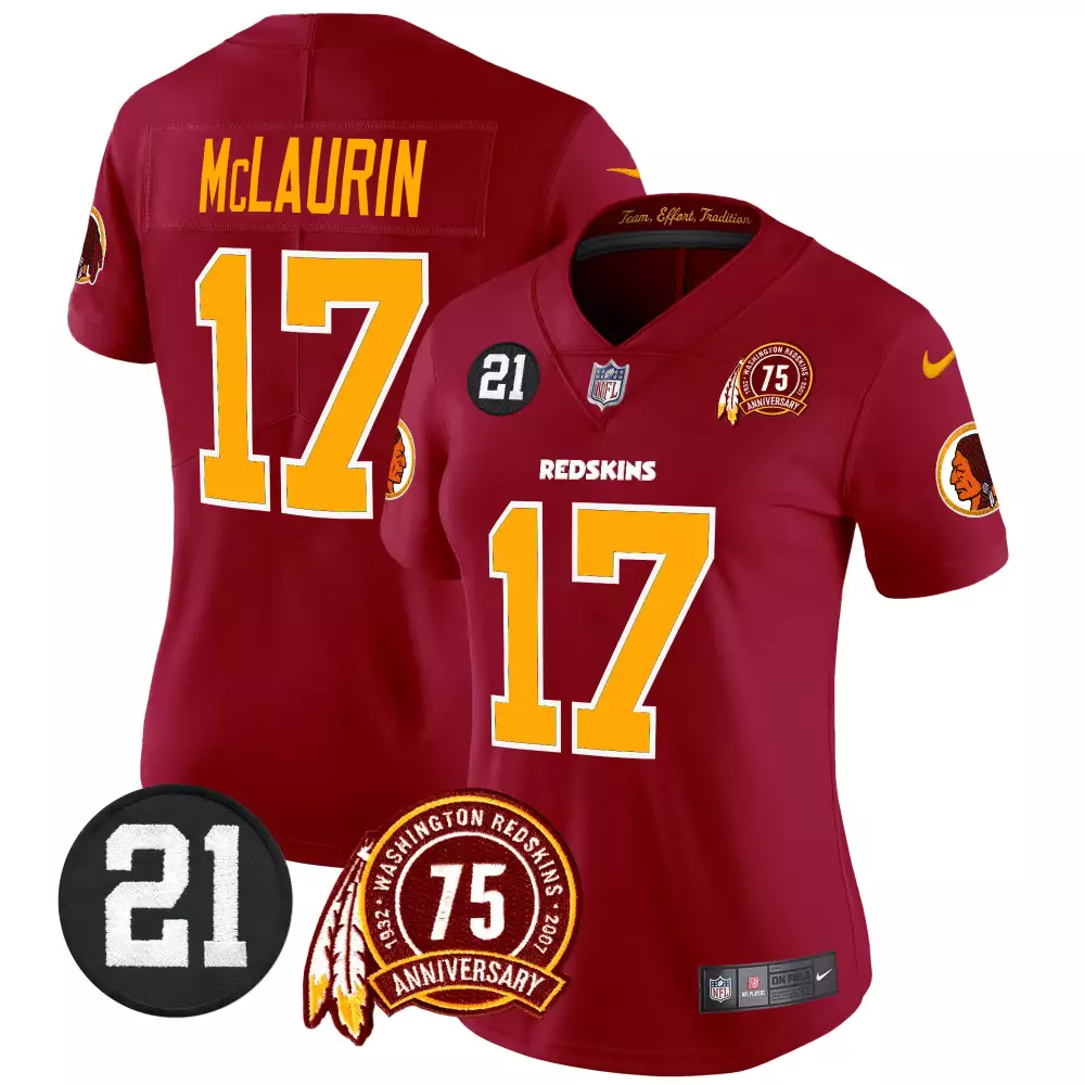 terry mclaurin burgundy womens washington redskins 75th patch throwback vapor limited jersey all stitched