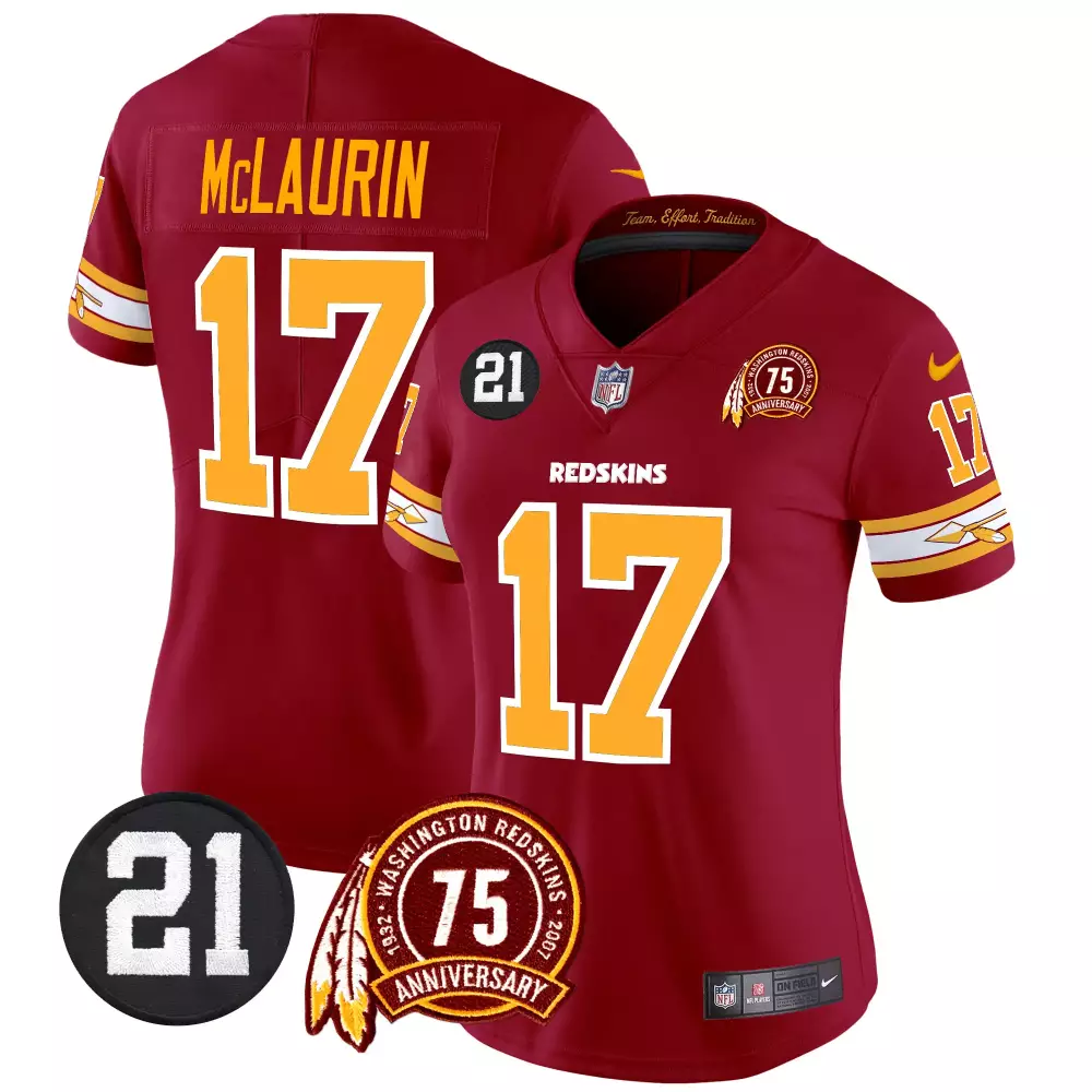 terry mclaurin burgundy womens washington redskins 75th patch throwback vapor limited jersey all stitched