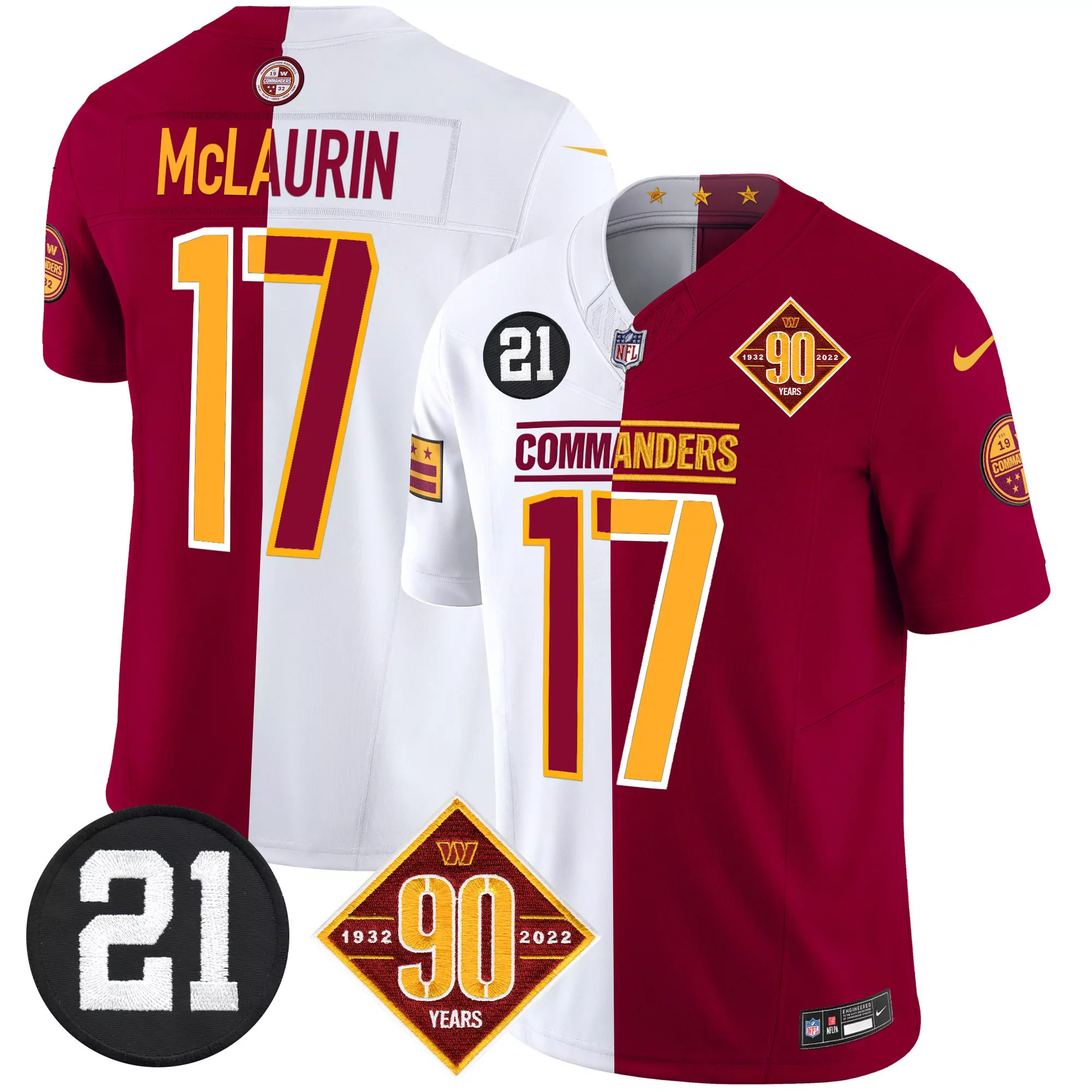 terry mclaurin half mens washington commanders 90th sean taylor patch vapor limited jersey all stitched