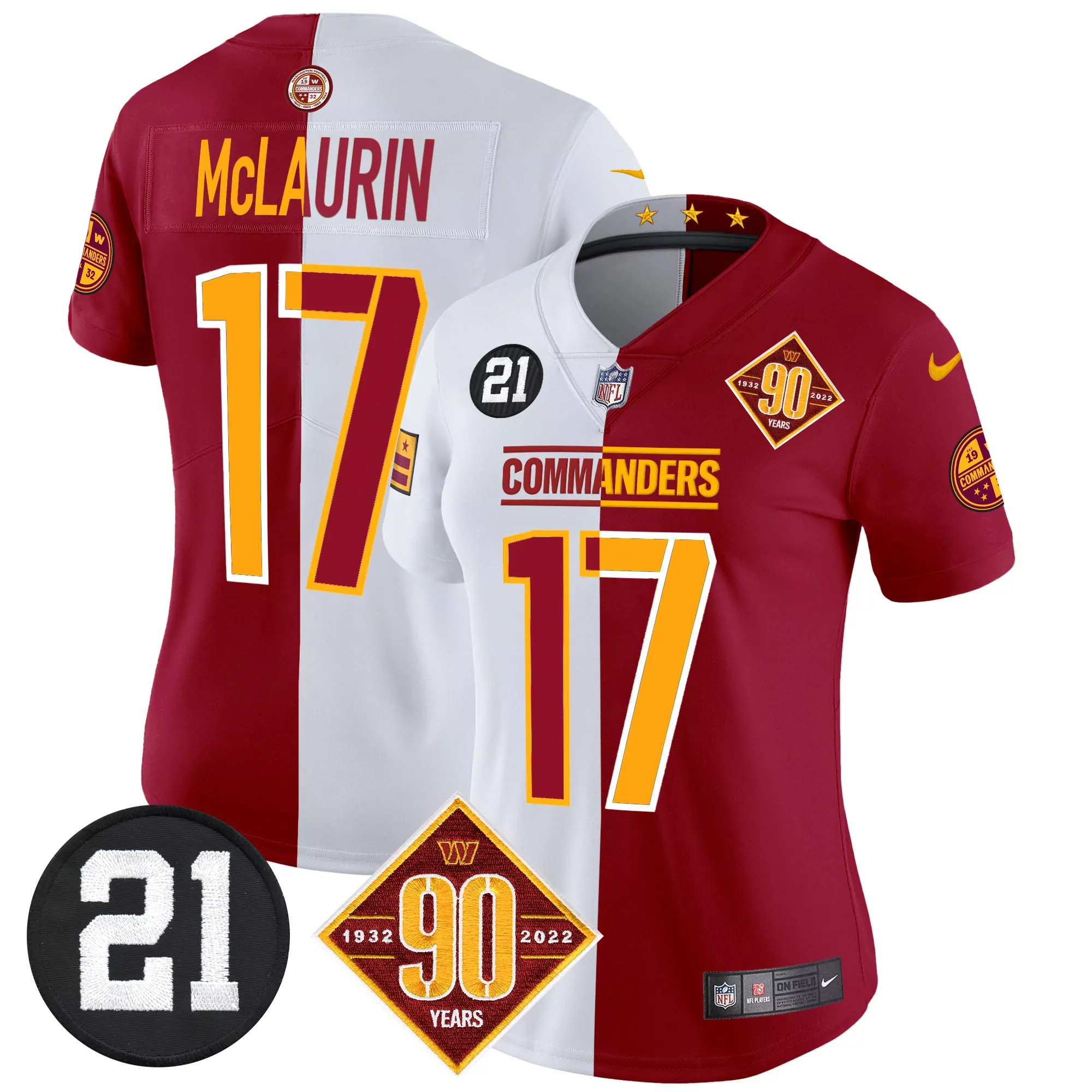 terry mclaurin half mens washington commanders 90th sean taylor patch vapor limited jersey all stitched