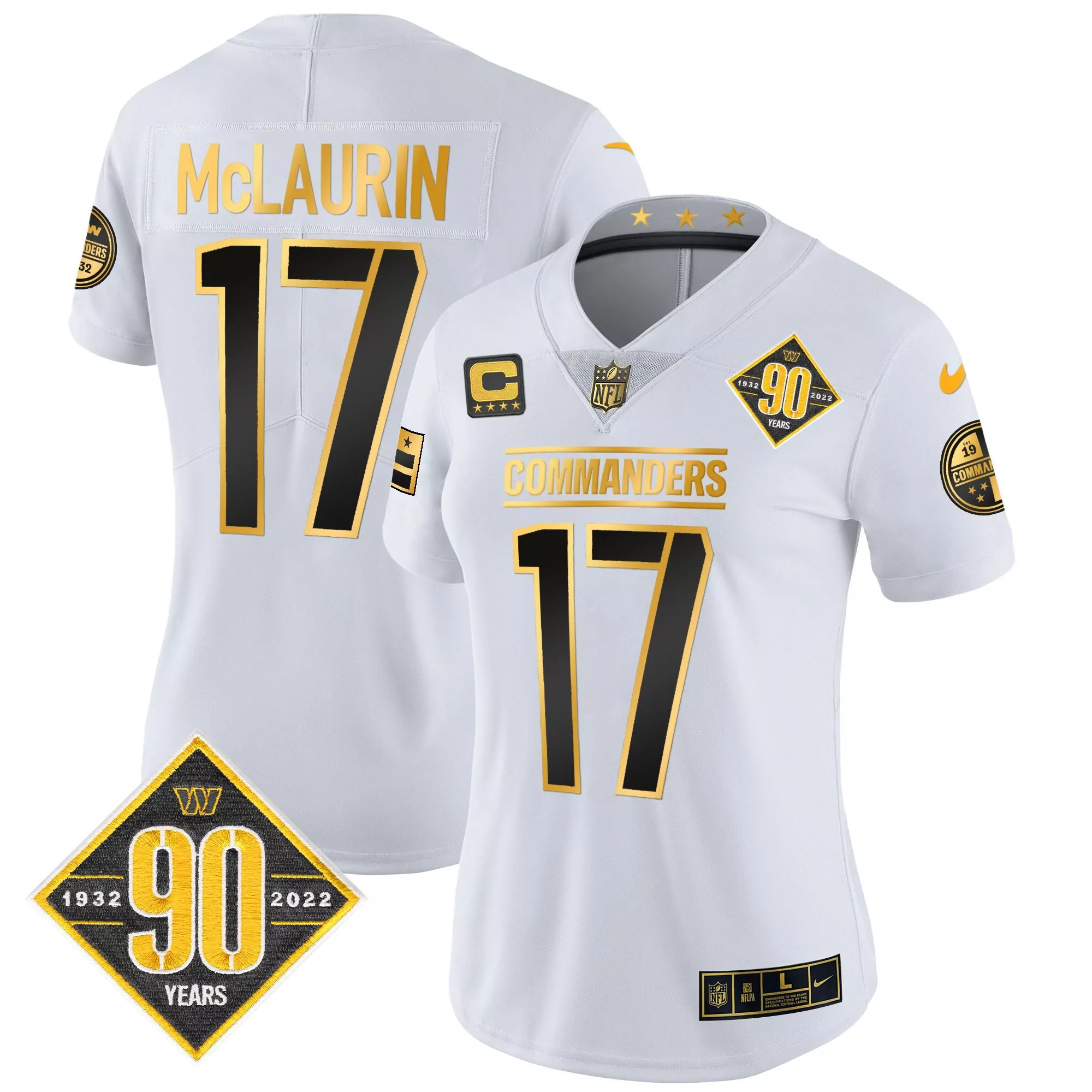 terry mclaurin white gold mens washington commanders white gold black gold vapor limited jersey all stitched
