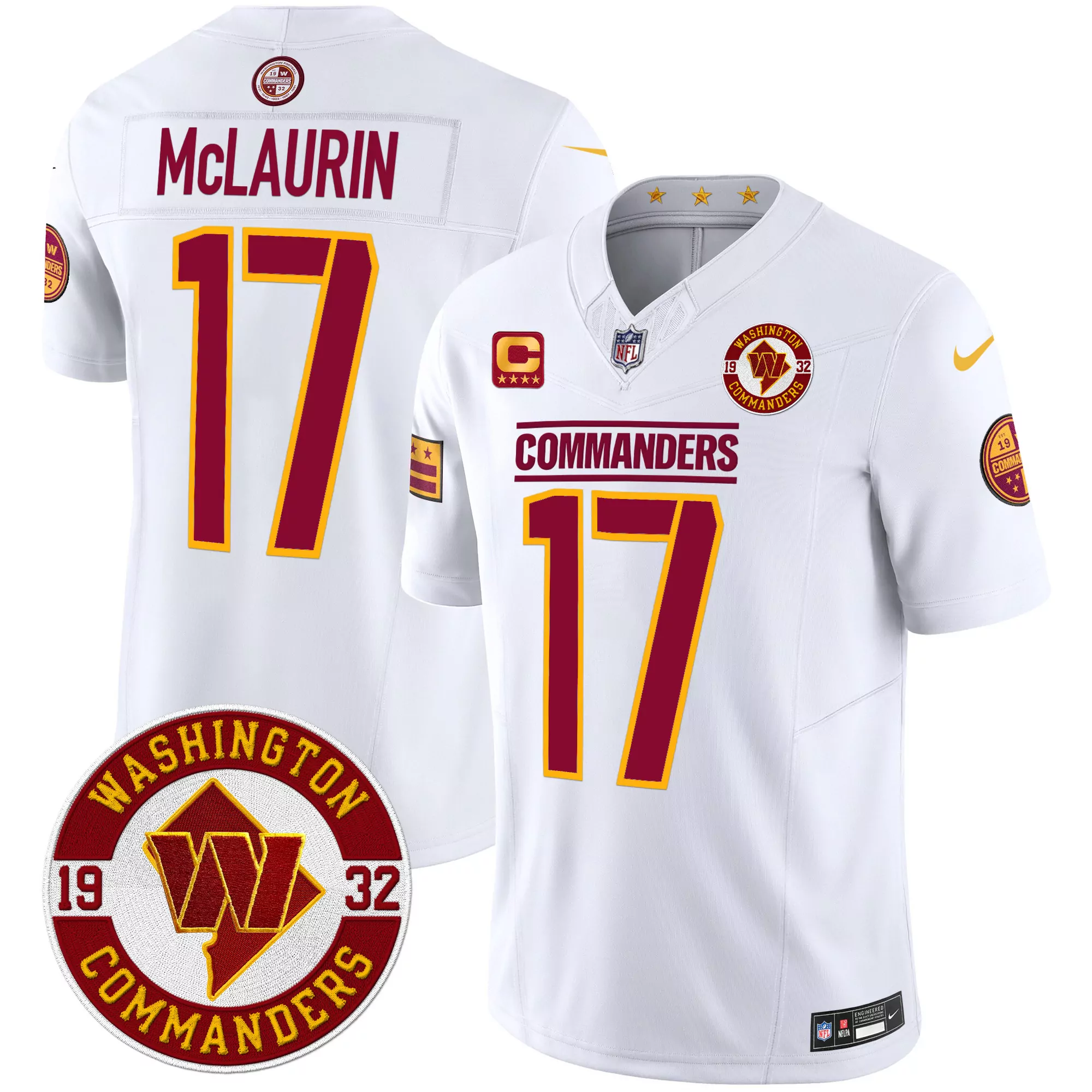 terry mclaurin white gold mens washington commanders white gold black gold vapor limited jersey all stitched