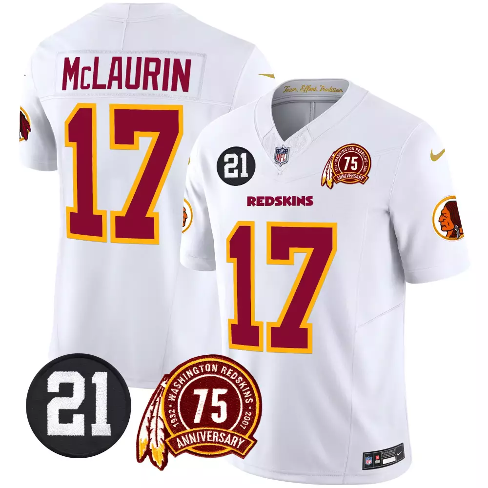 terry mclaurin white mens washington redskins 75th sean taylor patch vapor limited jersey all stitched