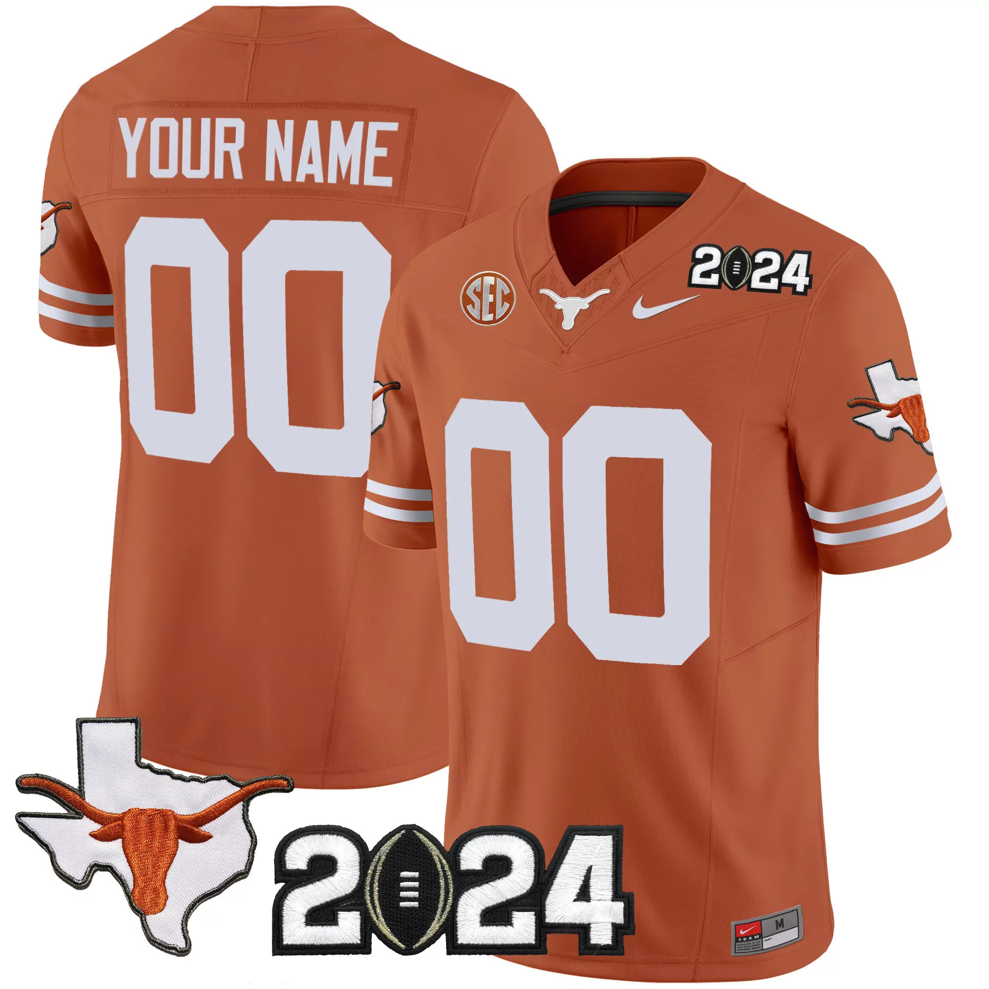 texas orange men texas longhorns 2024 vapor limited custom jersey all stitched