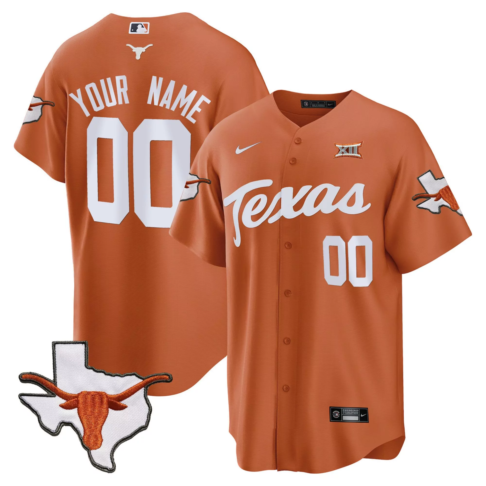 texas orange youth texas longhorns baseball custom jersey all stitched