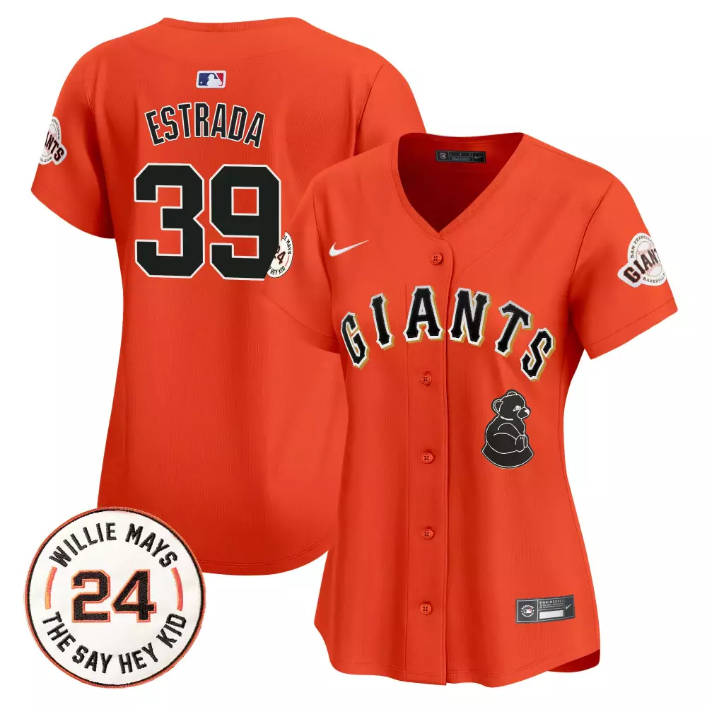 thairo estrada orange womens san francisco giants 2024 willie mays patch vapor premier limited jersey all stitched