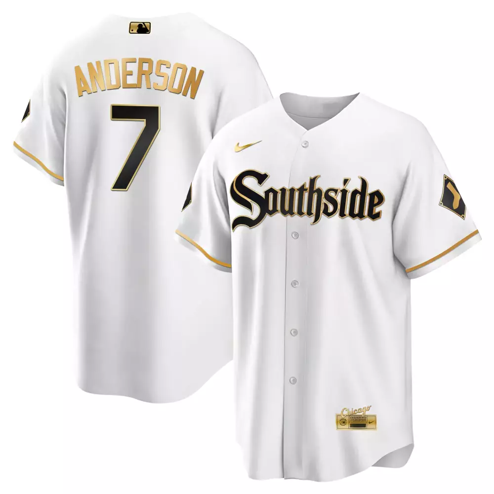 Tim Anderson Cool White Gold Jersey | Stitched Chicago White Sox Limited Edition Fan Gear | For Men, Women & Youth