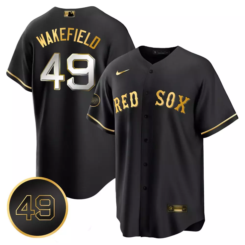 tim wakefield black gold mens boston red sox tim wakefield memorial patch vaper premier limited jersey all stitched all