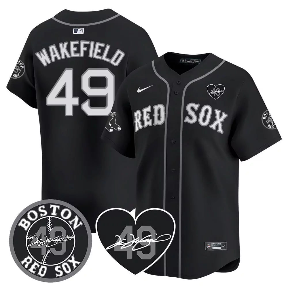 tim wakefield black gold mens boston red sox tim wakefield memorial patch vaper premier limited jersey all stitched all
