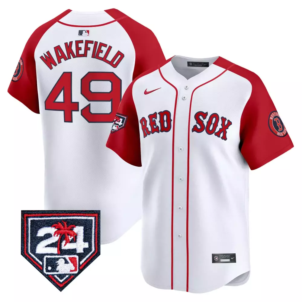tim wakefield red alternate mens boston red sox 2024 spring training patch vapor premier limited jersey all stitched