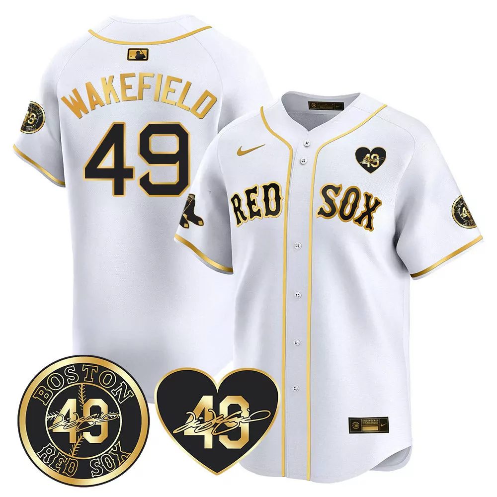 tim wakefield white gold mens boston red sox tim wakefield memorial patch vaper premier limited jersey all stitched all