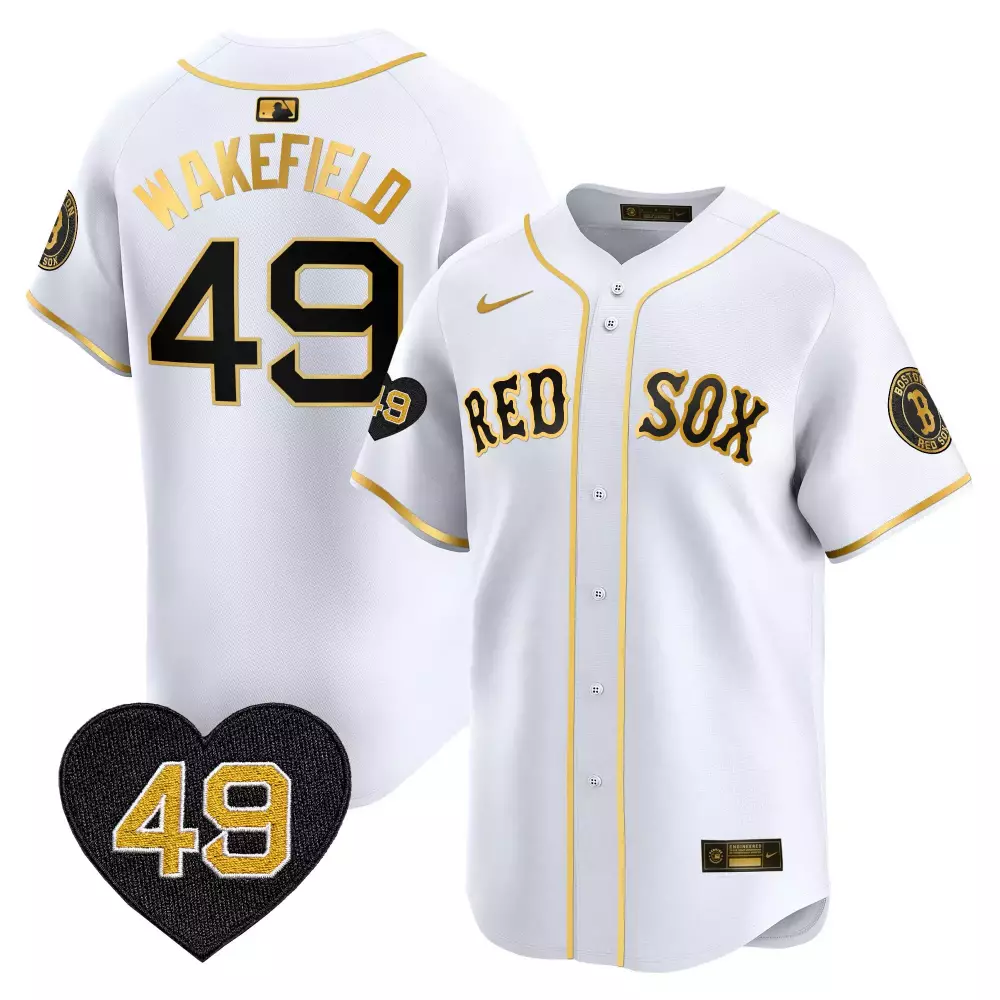 tim wakefield white gold mens boston red sox tim wakefield memorial patch vaper premier limited jersey all stitched all