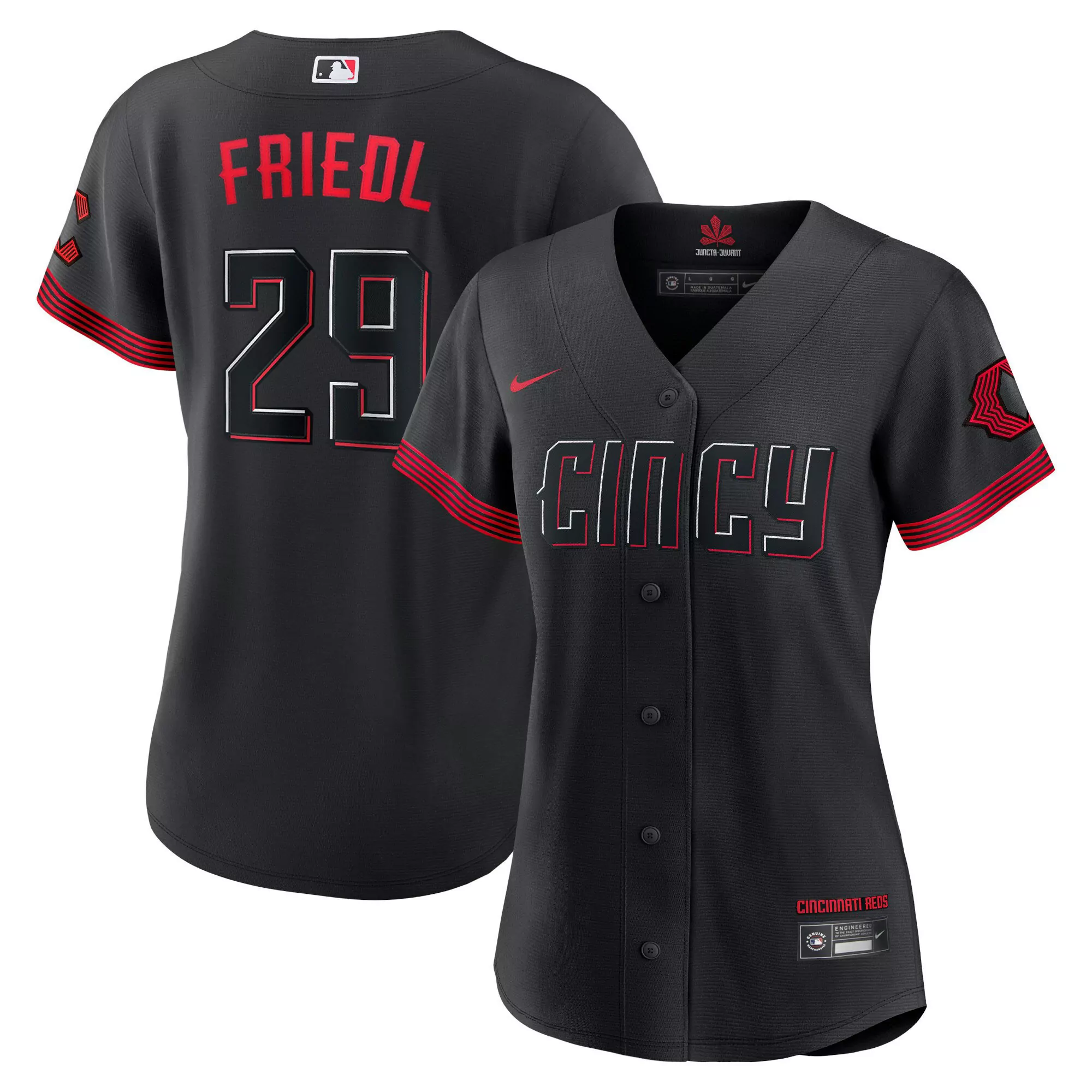 tj friedl women womens cincinnati reds black 2023 city connect flex jersey all stitched