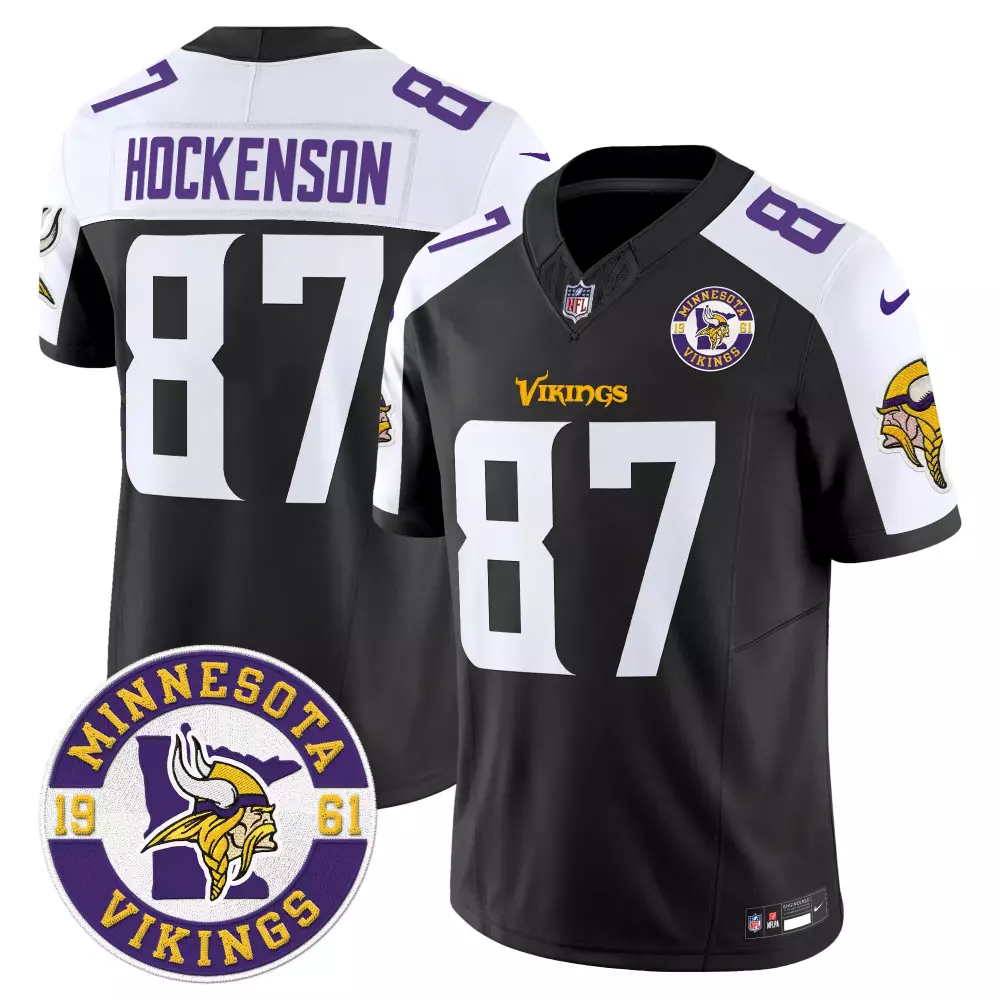 tj hockenson alternate youths minnesota vikings bud grant patch classic limited jersey all stitched
