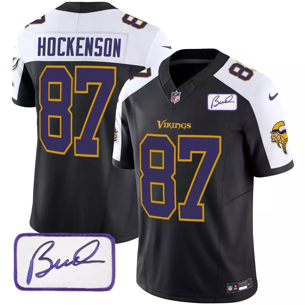 tj hockenson black alternate mens minnesota vikings bud grant patch classic limited jersey v6 all stitched