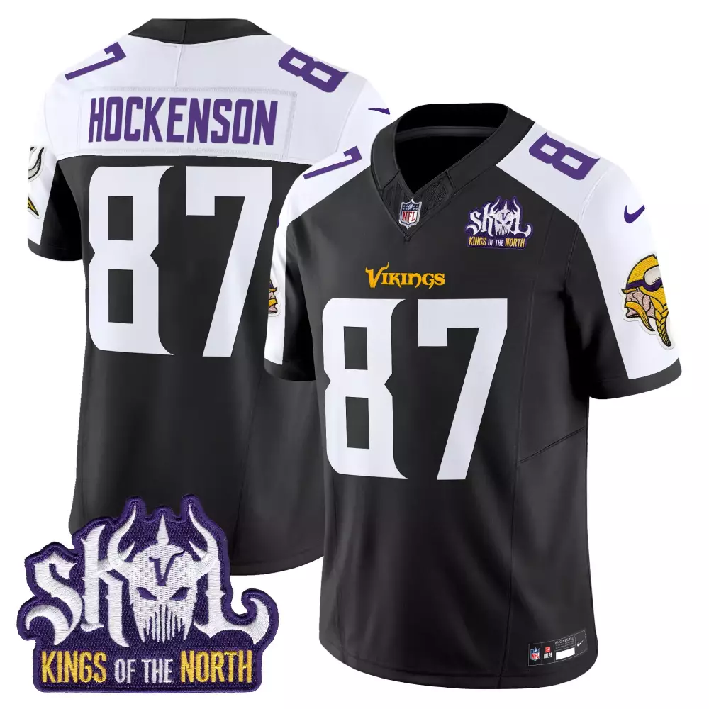 tj hockenson black alternate mens minnesota vikings kings of the north patch vapor limited jersey all stitched