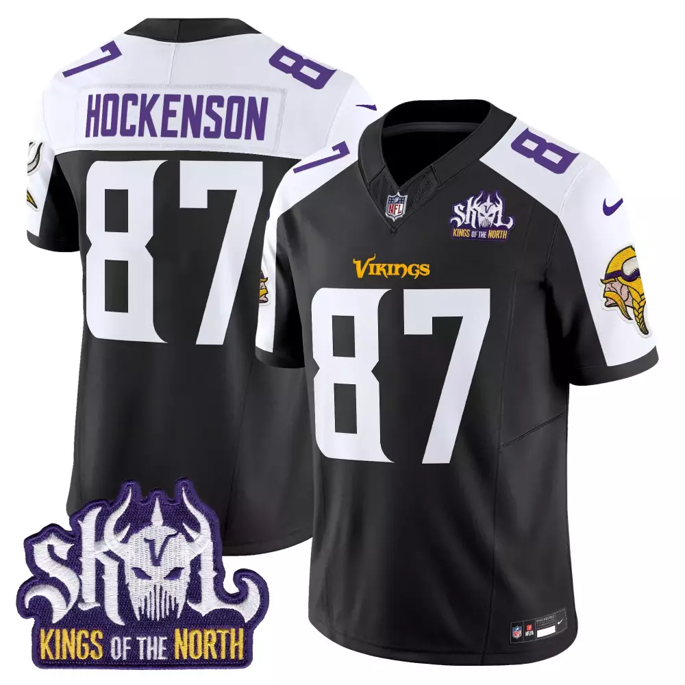 tj hockenson black alternate mens minnesota vikings kings of the north patch vapor limited jersey all stitched