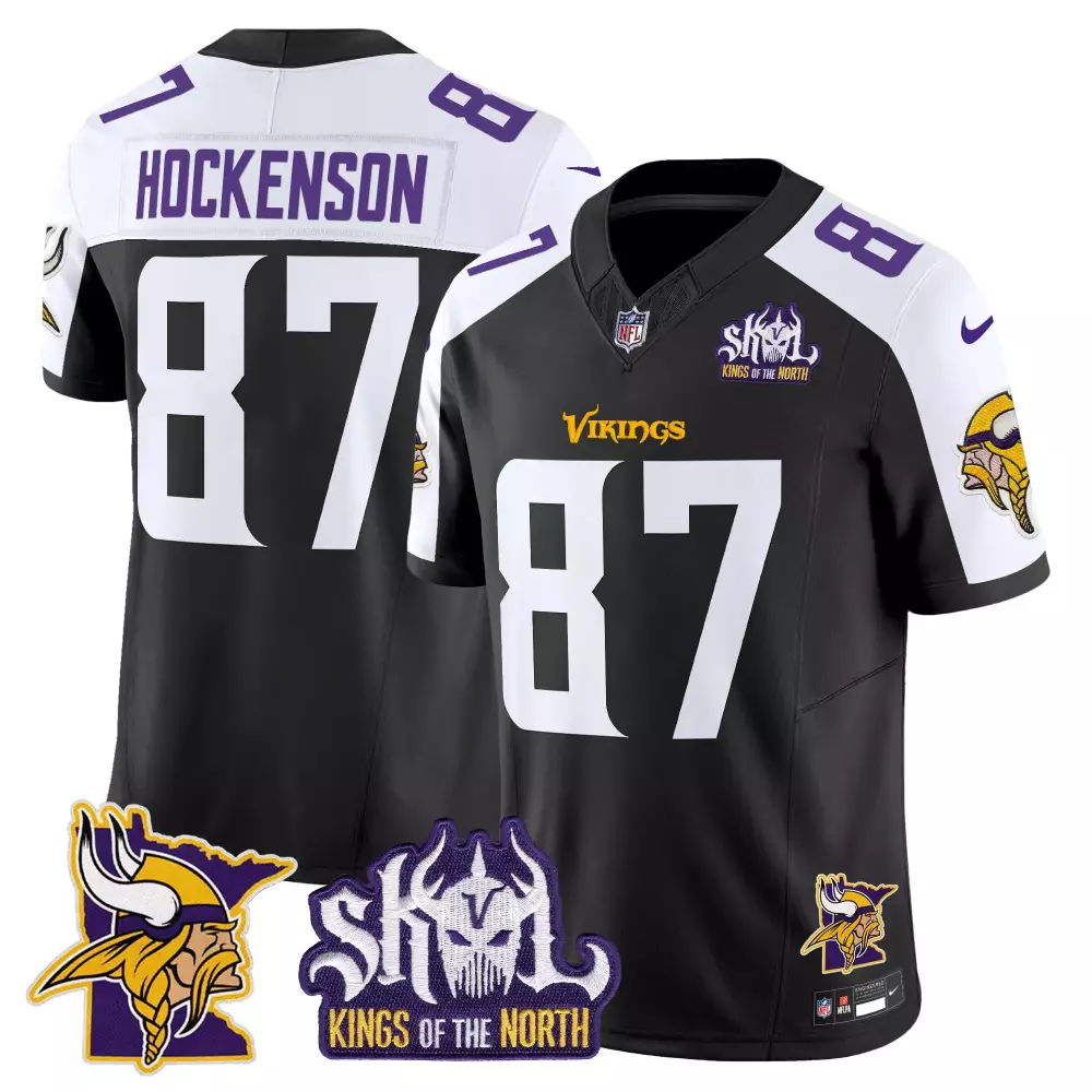 tj hockenson black alternate mens minnesota vikings kings of the north patch vapor limited jersey all stitched