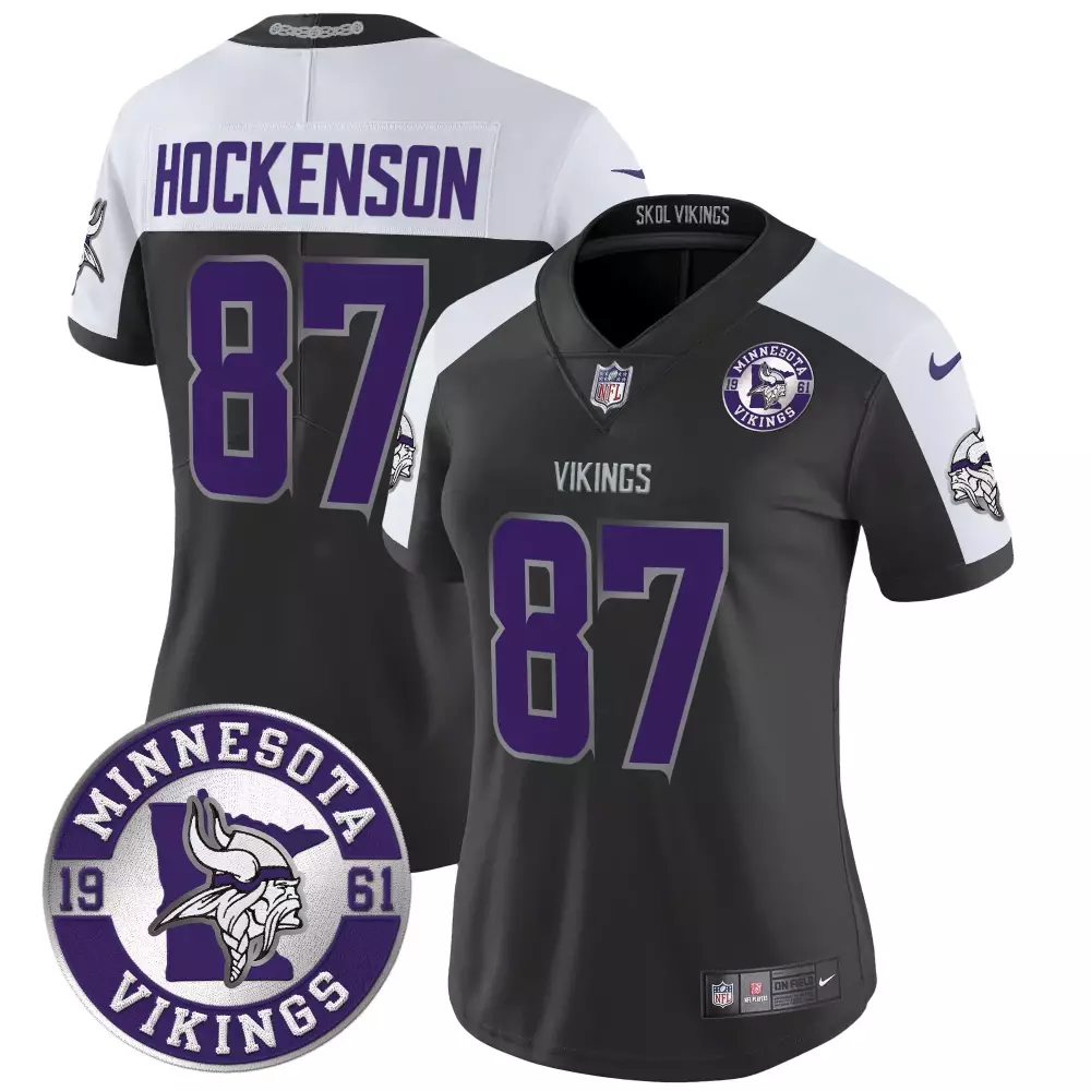 tj hockenson black alternate mens minnesota vikings kings of the north patch vapor limited jersey all stitched