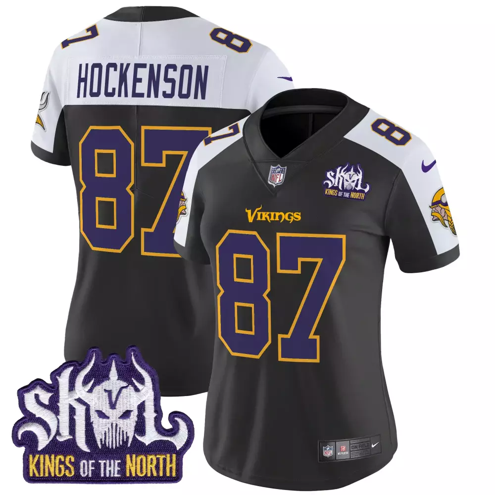 tj hockenson black alternate womens minnesota vikings bud grant patch classic limited jersey v3 all stitched