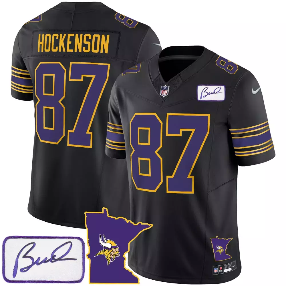 tj hockenson black mens minnesota vikings bud grant patch classic limited jersey all stitched