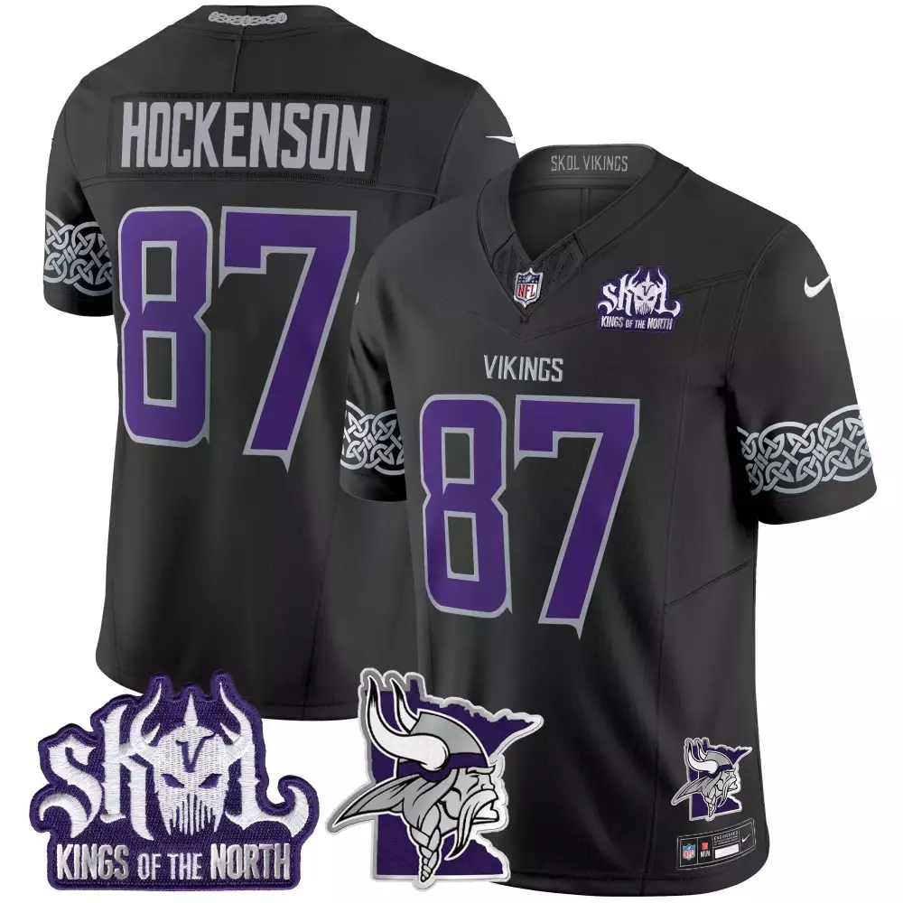 tj hockenson black limited womens vikings 2024 winter warrior skol patch gold vapor limited jersey all stitched