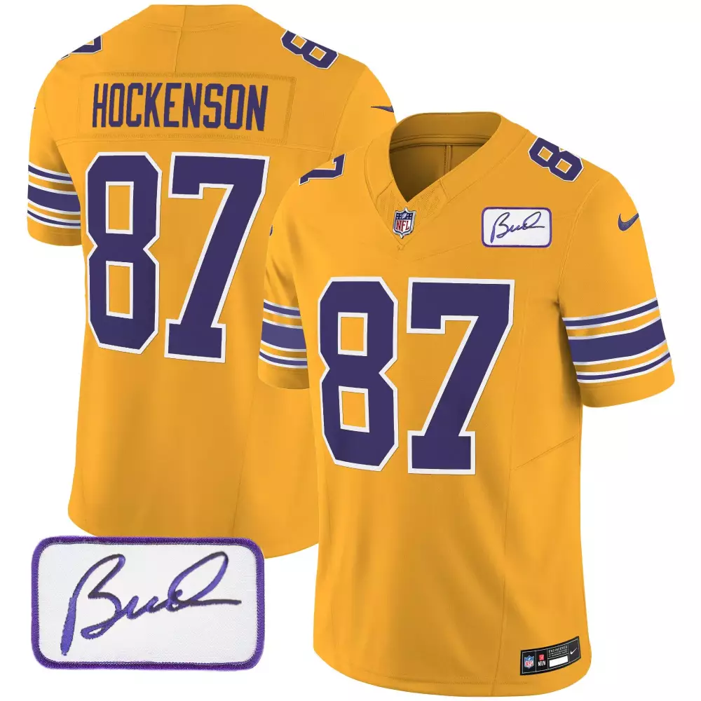 tj hockenson gold mens minnesota vikings bud grant patch classic limited jersey all stitched