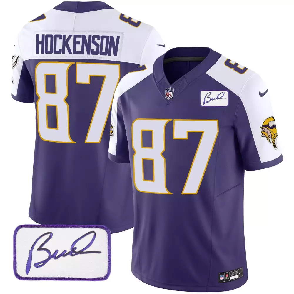 tj hockenson purple alternate mens minnesota vikings bud grant patch classic limited jersey v3 all stitched