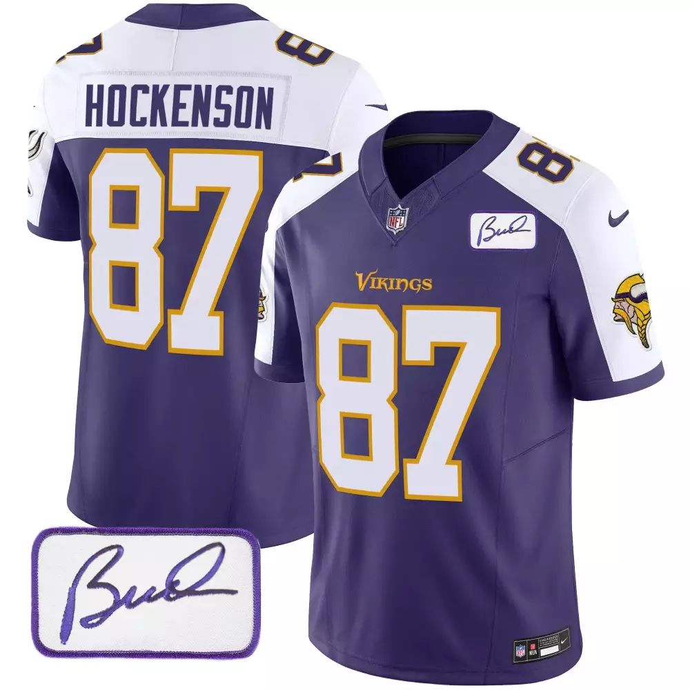 tj hockenson purple alternate mens minnesota vikings bud grant patch classic limited jersey v3 all stitched