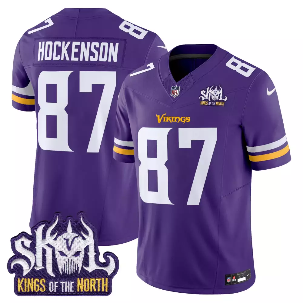 tj hockenson purple mens minnesota vikings kings of the north patch vapor limited jersey all stitched