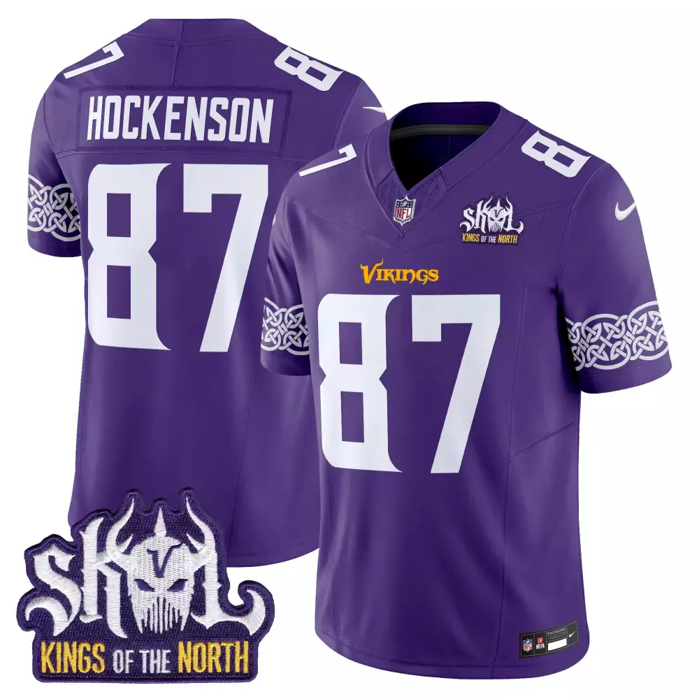 tj hockenson purple mens minnesota vikings kings of the north patch vapor limited jersey all stitched