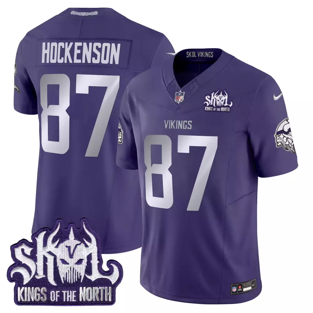 tj hockenson purple mens vikings 2024 winter warrior skol patch vapor elite jersey all stitched