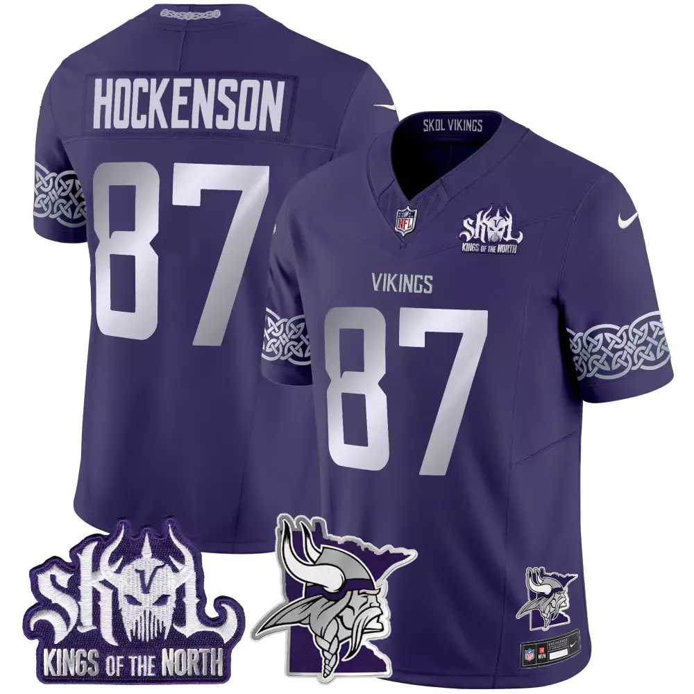 tj hockenson purple mens vikings 2024 winter warrior skol patch vapor elite jersey all stitched