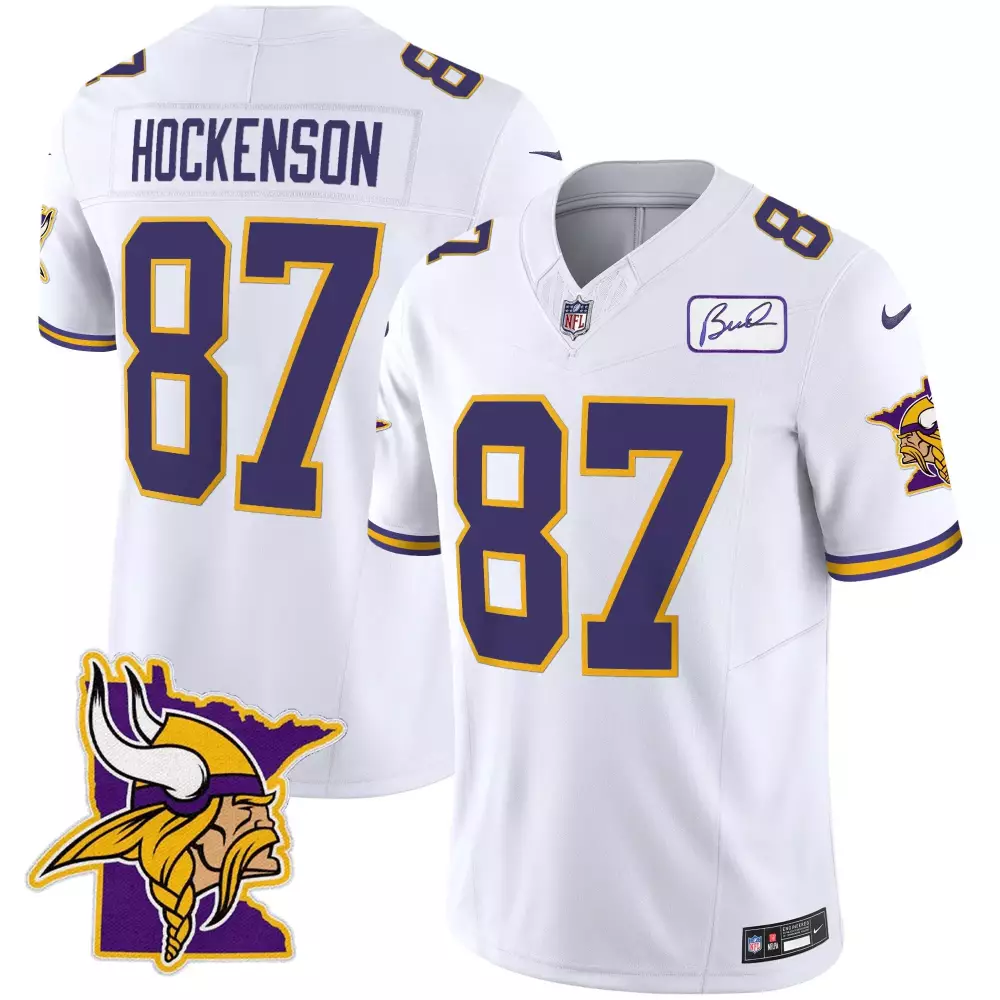 tj hockenson white mens minnesota vikings bud grant patch classic limited jersey v3 all stitched