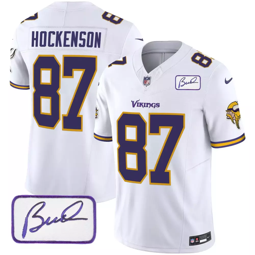 tj hockenson white mens minnesota vikings bud grant patch classic limited jersey v3 all stitched