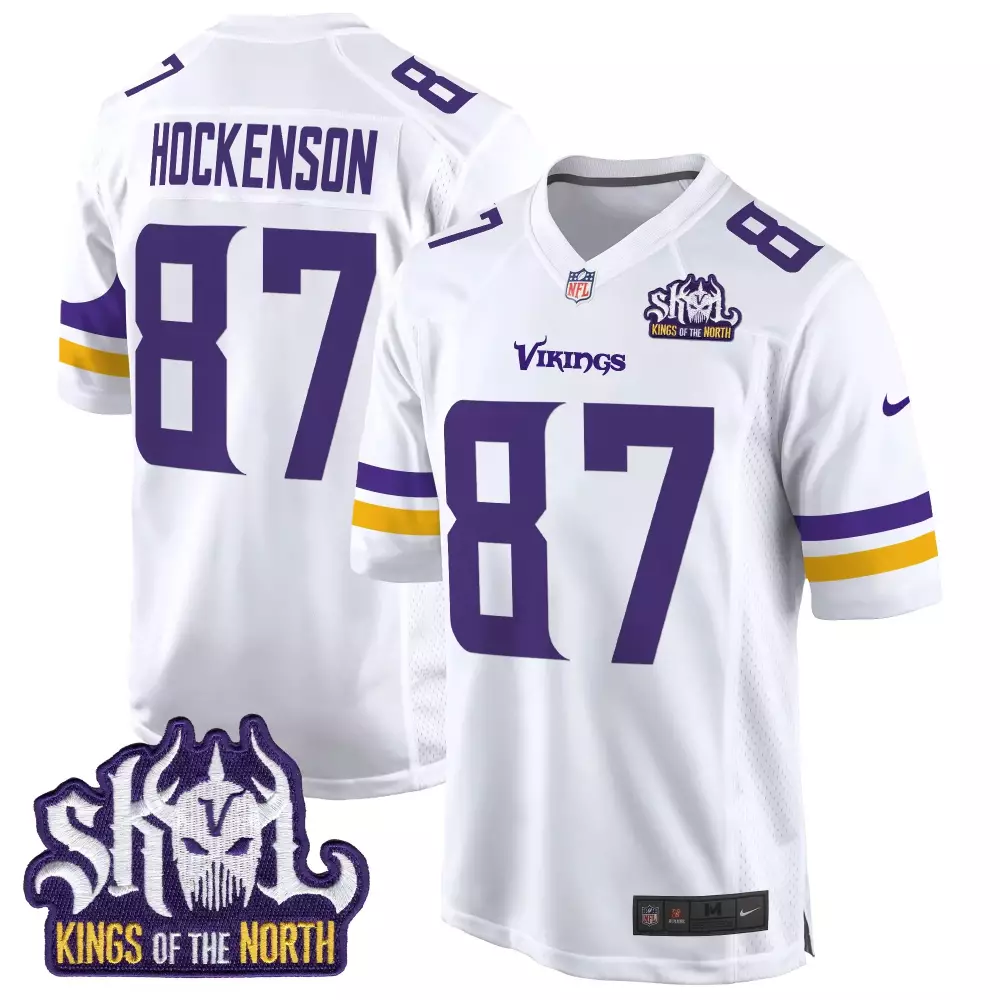 tj hockenson white mens minnesota vikings king of the north patch game jersey all stitched