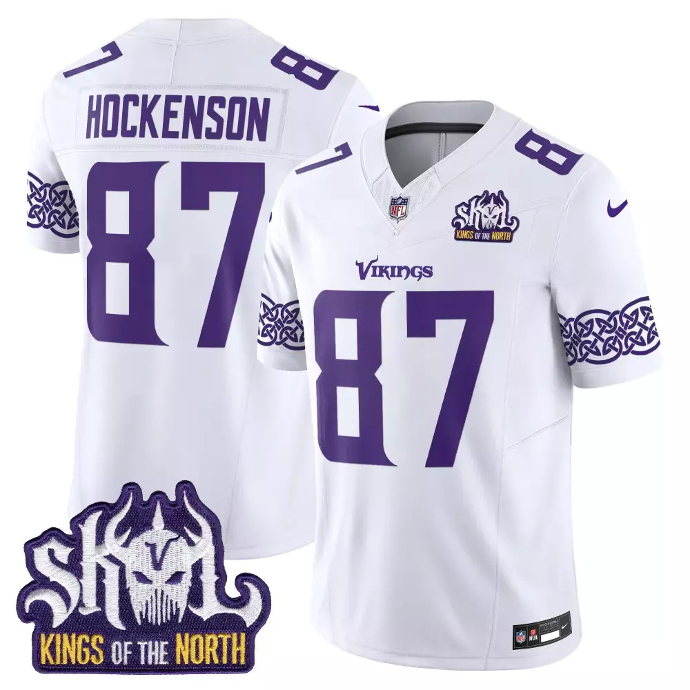 tj hockenson white mens minnesota vikings kings of the north patch vapor limited jersey v2 all stitched